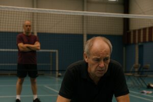 man heeft het zwaar onder de druk van het besturen van een badminton club